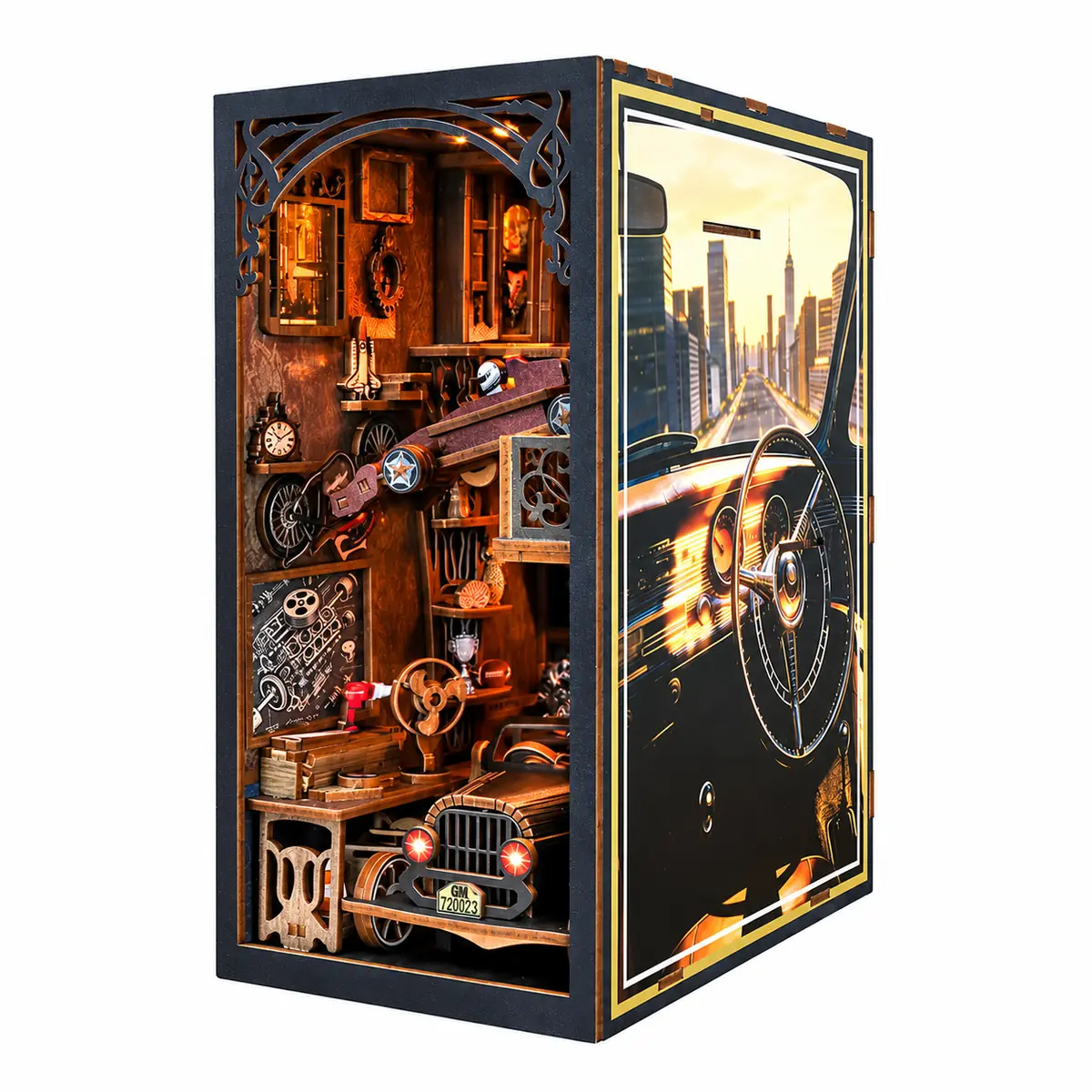 THAR Book Nook Garage Time DIY miniatuurgarage met LED-verlichting