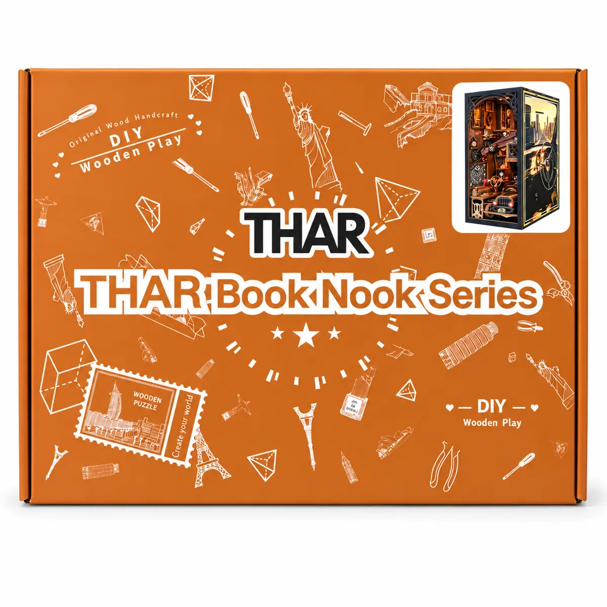Verpakking van THAR Book Nook Garage Time DIY miniatuurgarage