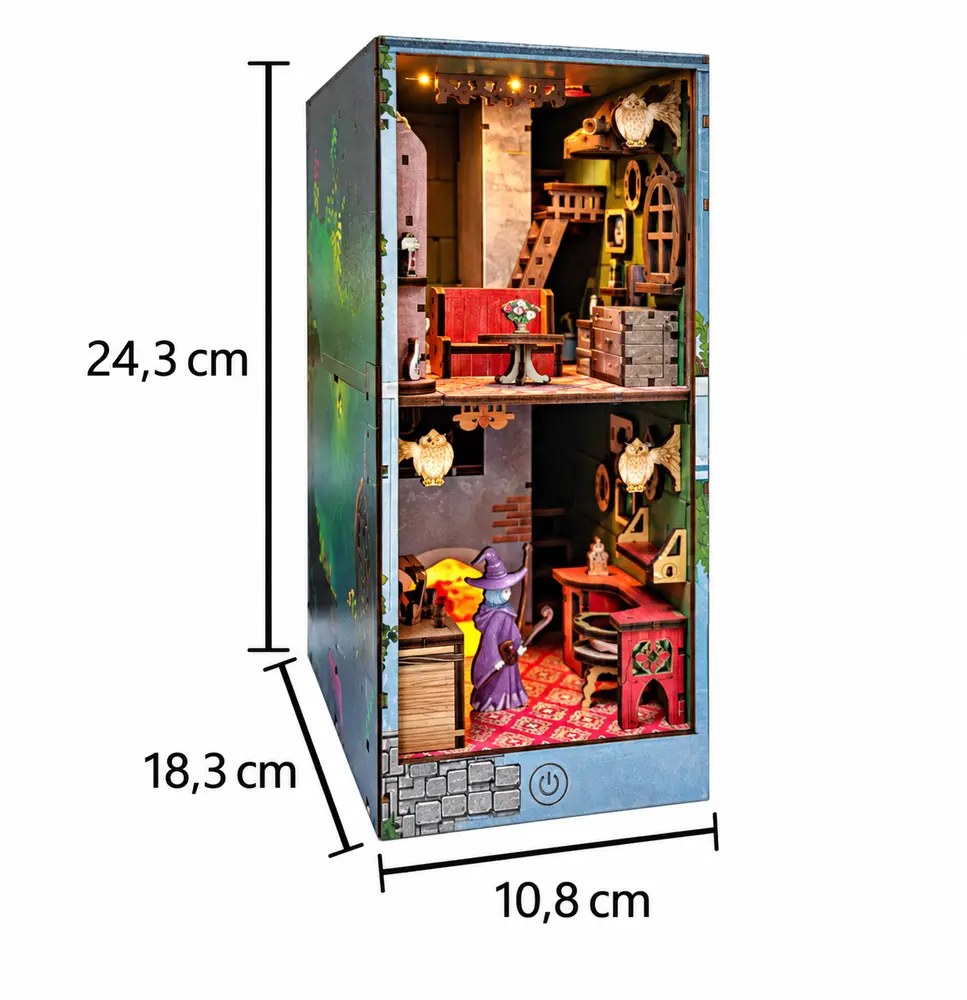 Afmetingen THAR Book Nook Magic Potion House: 10,8 x 18,3 x 24,3 cm