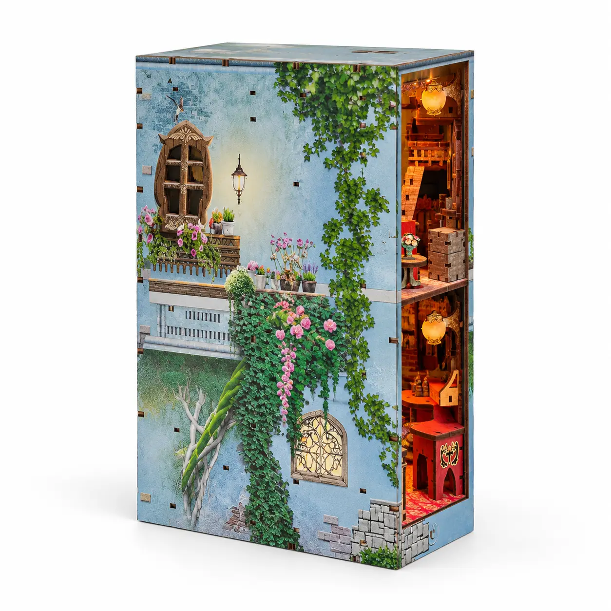 THAR Book Nook Magic Potion House linkerzijaanzicht van het miniatuurbouwpakket