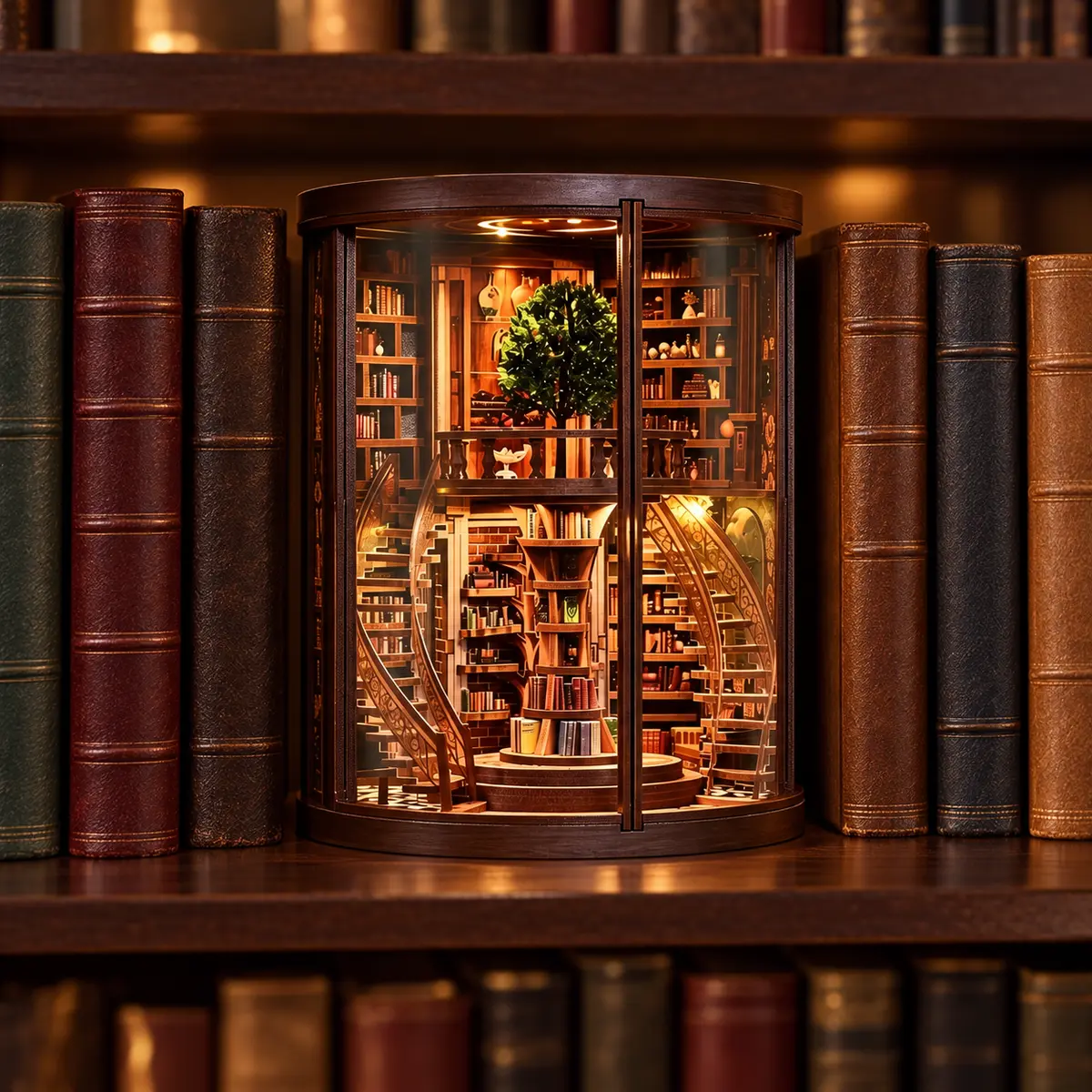 Verlichte THAR Book Nook Timeless Library als sfeervolle decoratie tussen boeken