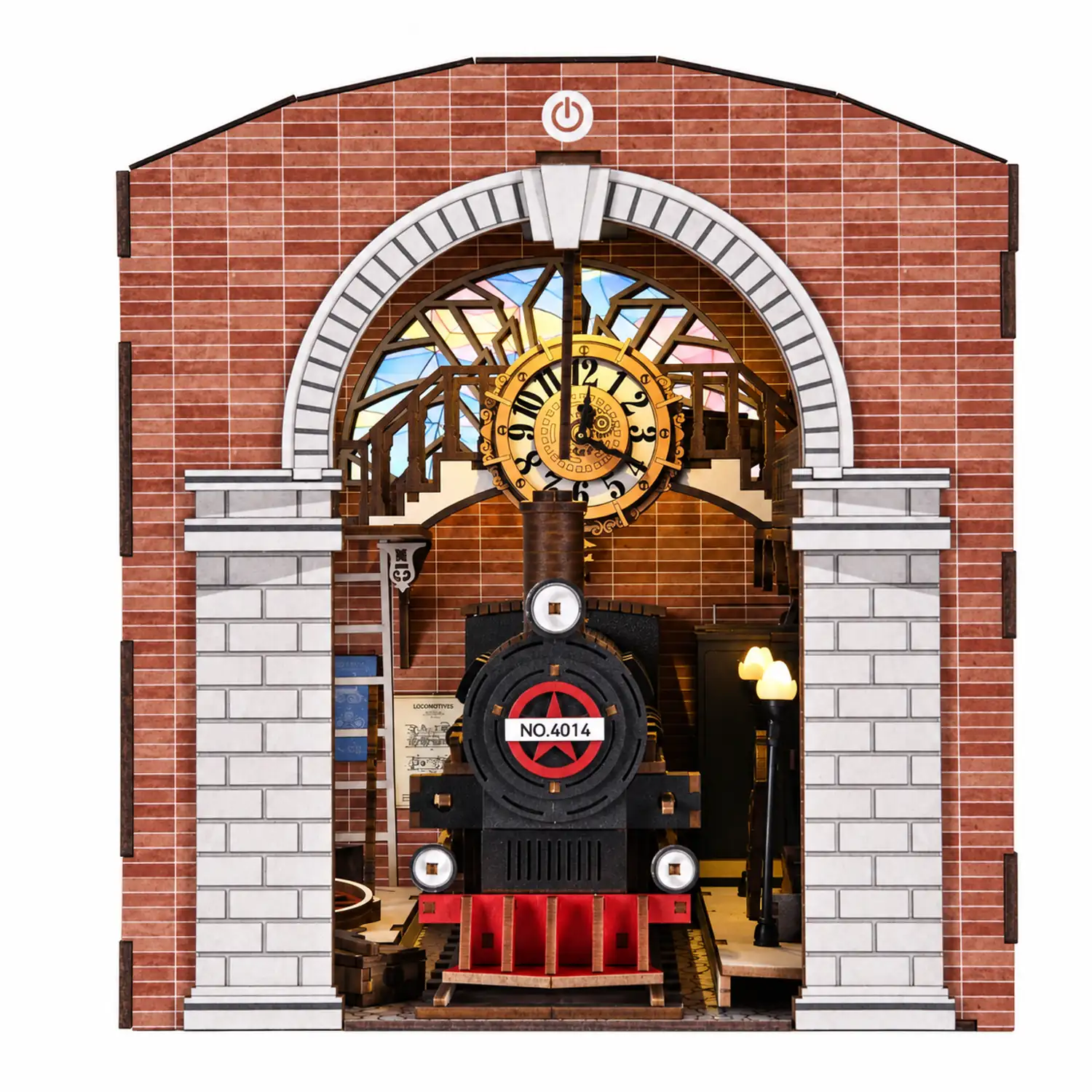 THAR Book Nook Train Repair Station achteraanzicht met spoorwegdetails