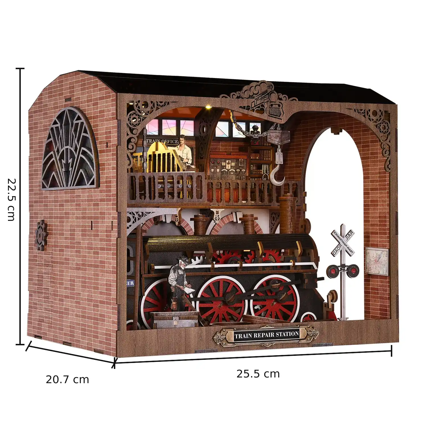 Afmetingen van THAR Book Nook Train Repair Station 25,5 x 20,7 x 22,5 cm