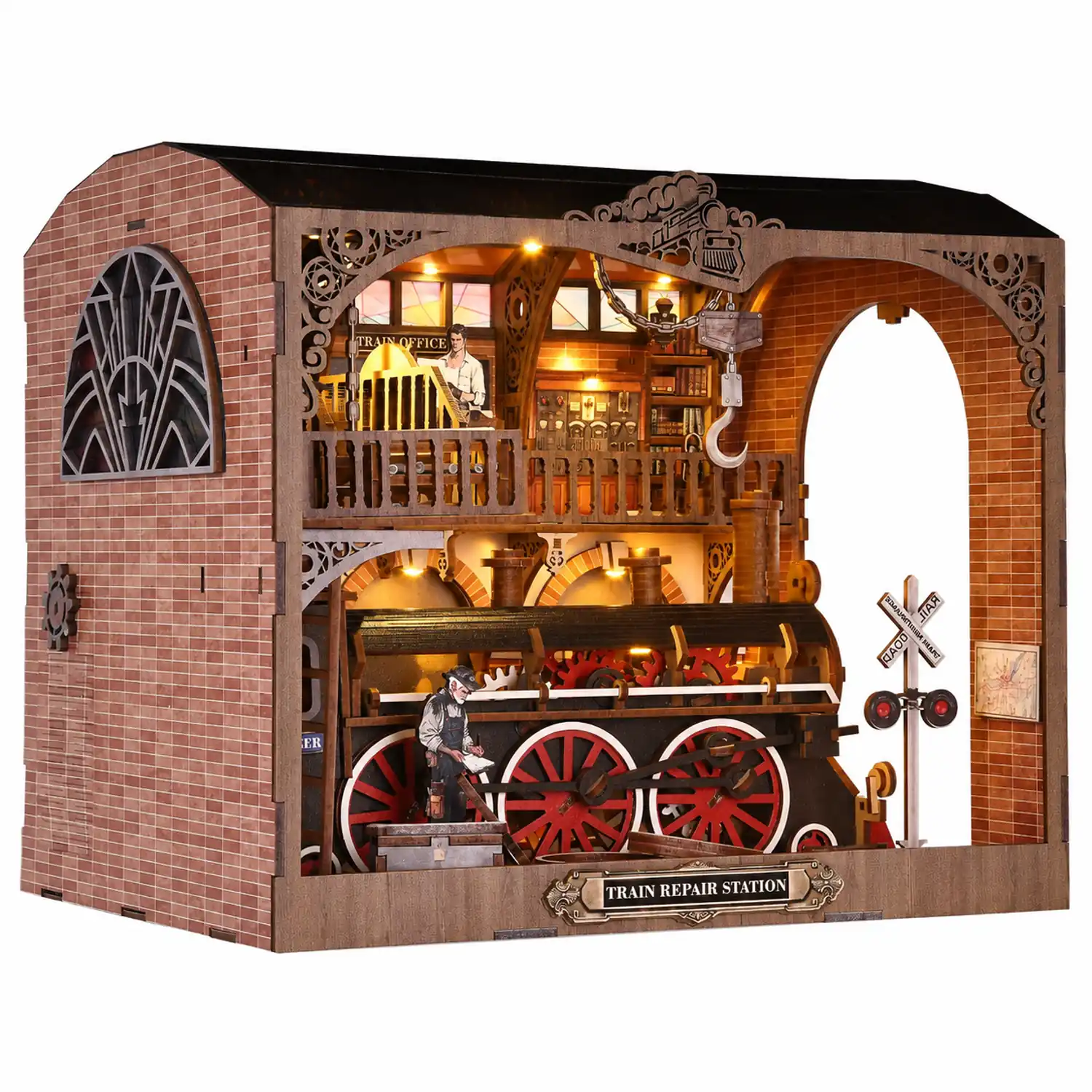 THAR Book Nook Train Repair Station met sfeervolle LED-verlichting