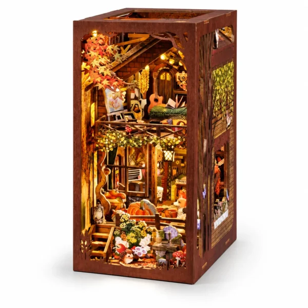THAR Book Nook Twilight Cottage verlichte houten herfstcottage voor in de boekenkast