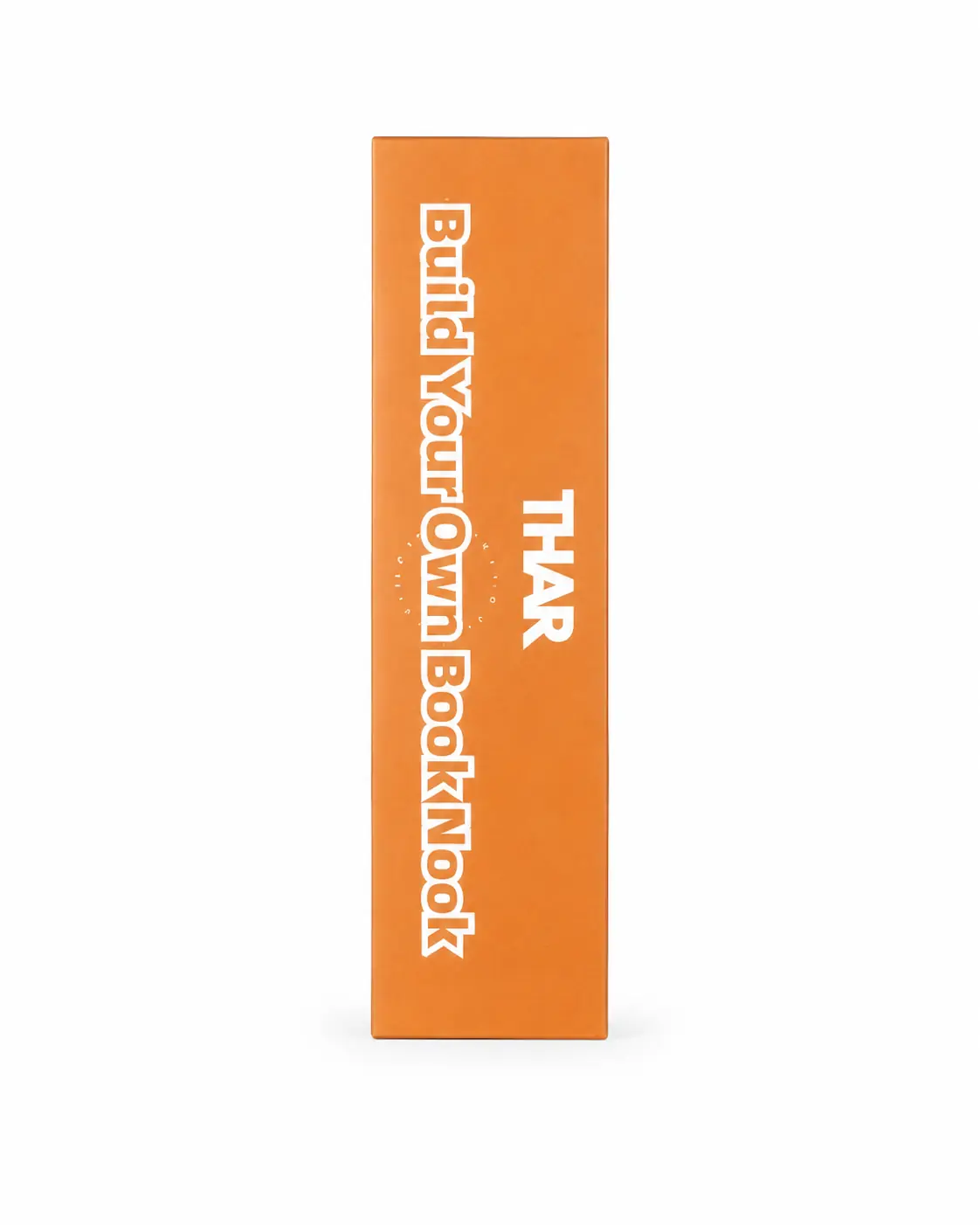 THAR Book Nook Miniatuurhuis verpakking zijkant met Build Your Own BookNook en THAR logo