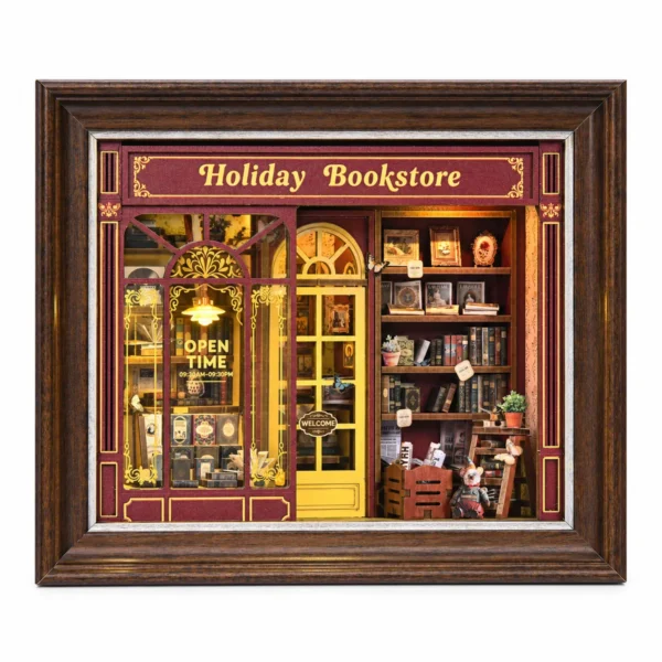 THAR Book Nook Vintage Bookstore DIY miniatuurboekhandel met warme verlichting