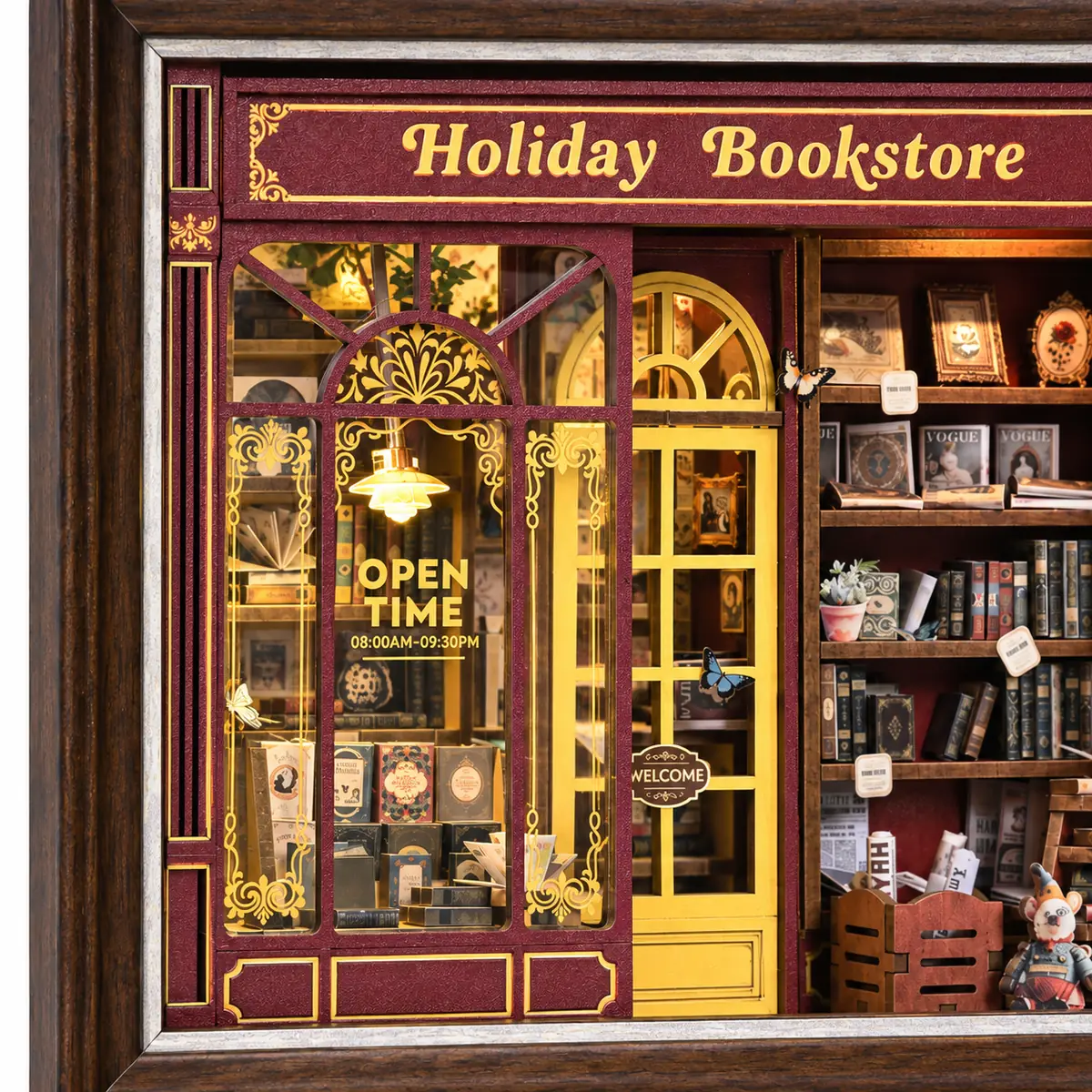 Detail van de vintage winkelpui van THAR Book Nook Vintage Bookstore