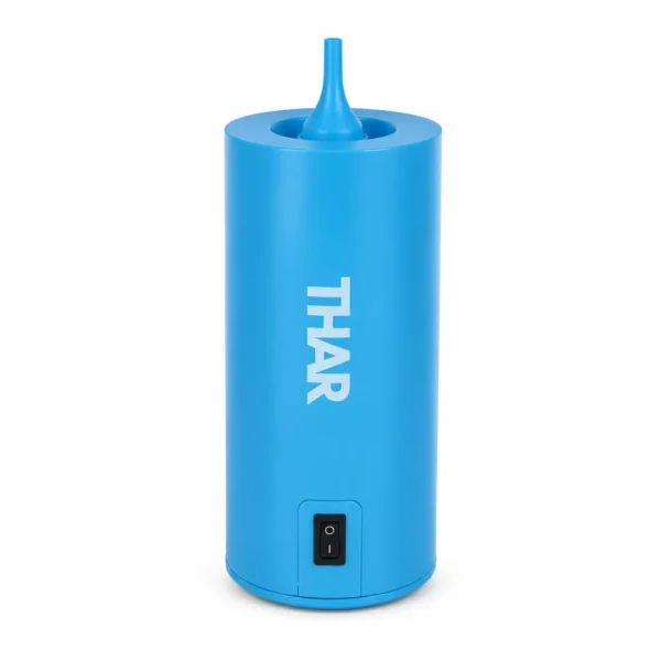 THAR Elektrische Ballonnenpomp blauw op witte achtergrond