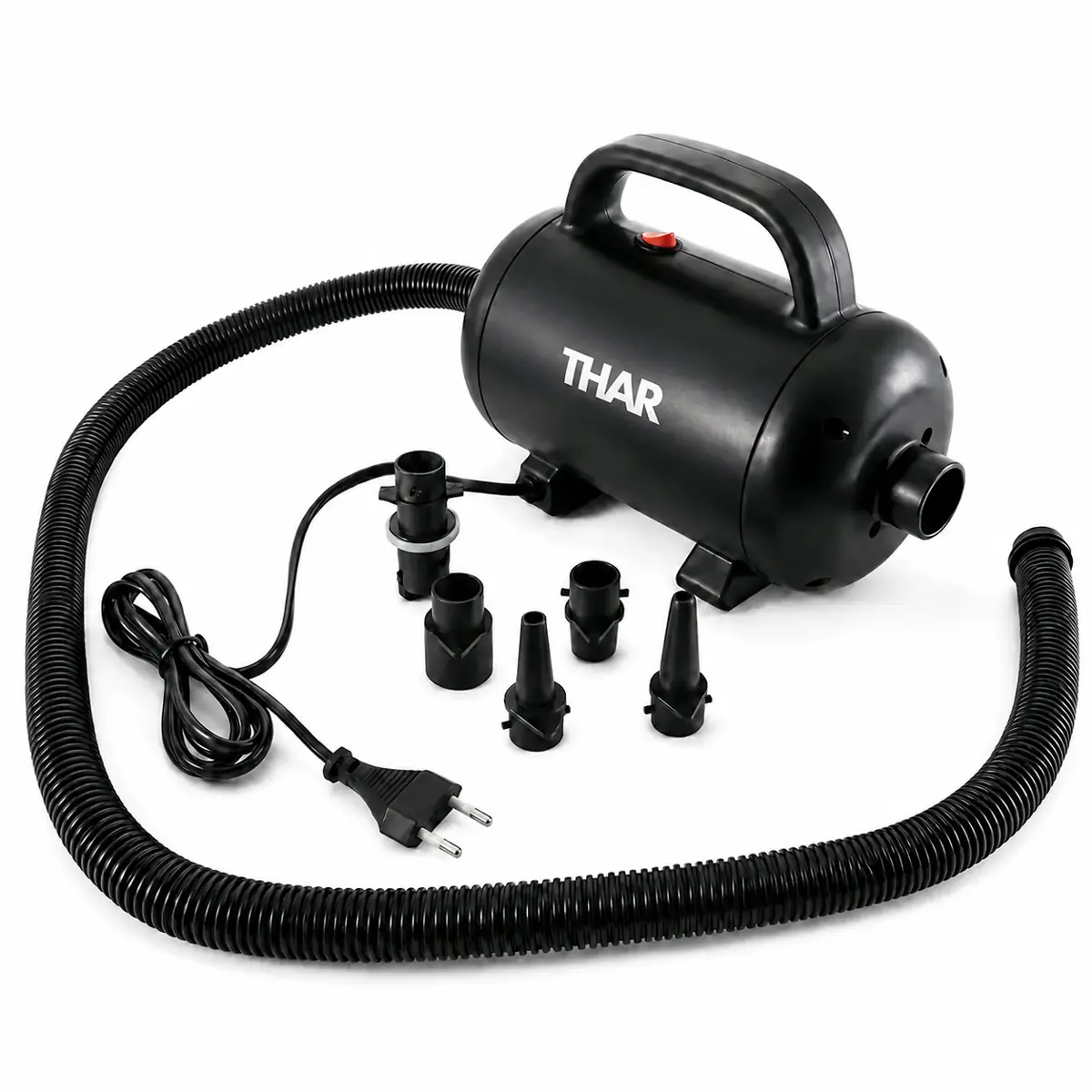 THAR elektrische luchtpomp 1200W met slang en 5 opzetstukken