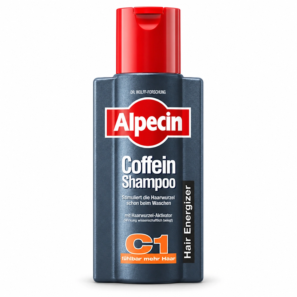 Alpecin C1 cafeïneshampoo 250 ml, losse fles op witte achtergrond