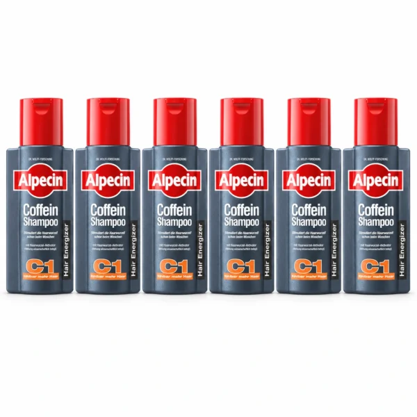 Alpecin Cafeïne Shampoo C1 voordeelverpakking met 6 flessen van 250 ml