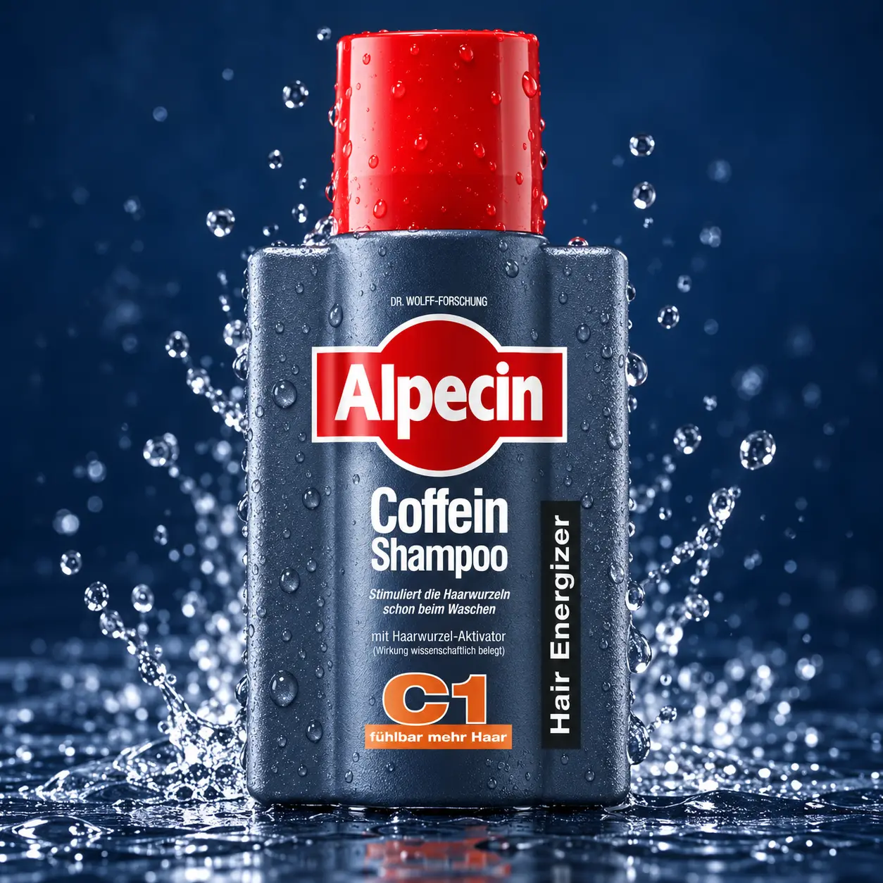 Alpecin Coffein Shampoo C1 75 ml met waterdruppels