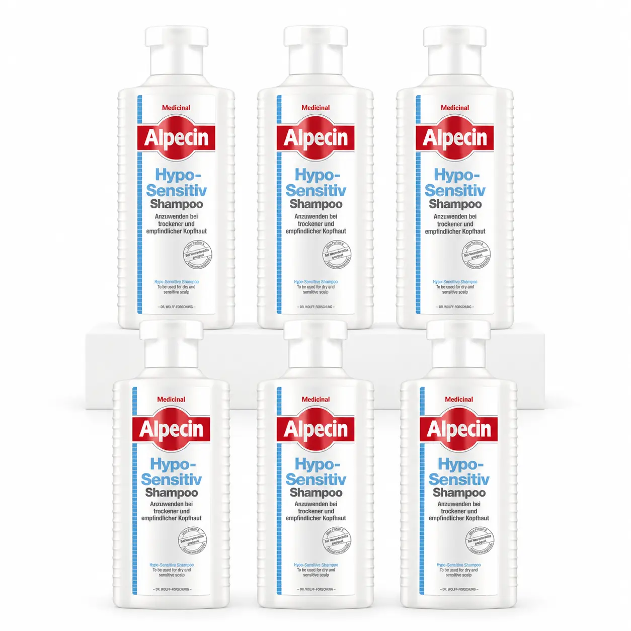 Alpecin Hypo-Sensitiv Shampoo voordeelverpakking met zes flessen van 250 ml