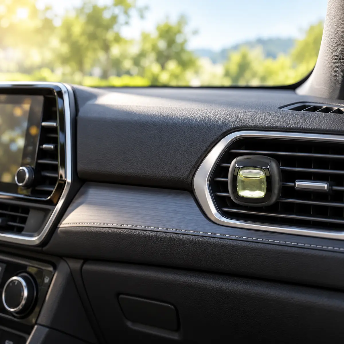 Febreze Teak & Munt luchtverfrisser in fris modern auto-interieur