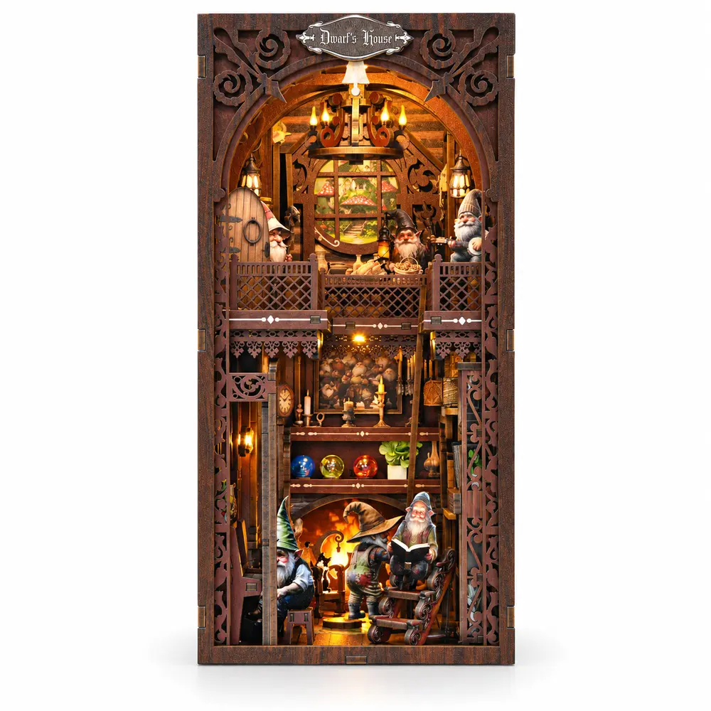 THAR Book Nook Dwarf’s House DIY miniatuurhuis met warme LED-verlichting