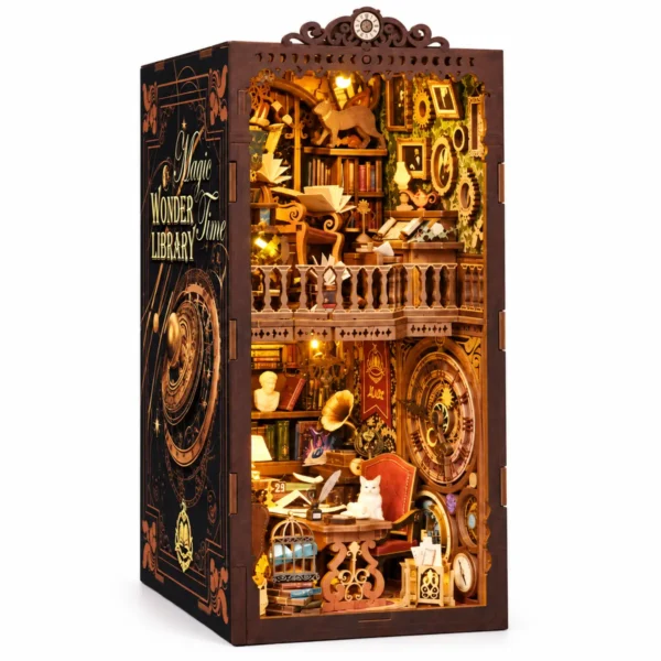 THAR Wonder Library Book Nook met LED als volledig opgebouwd houten bouwpakket