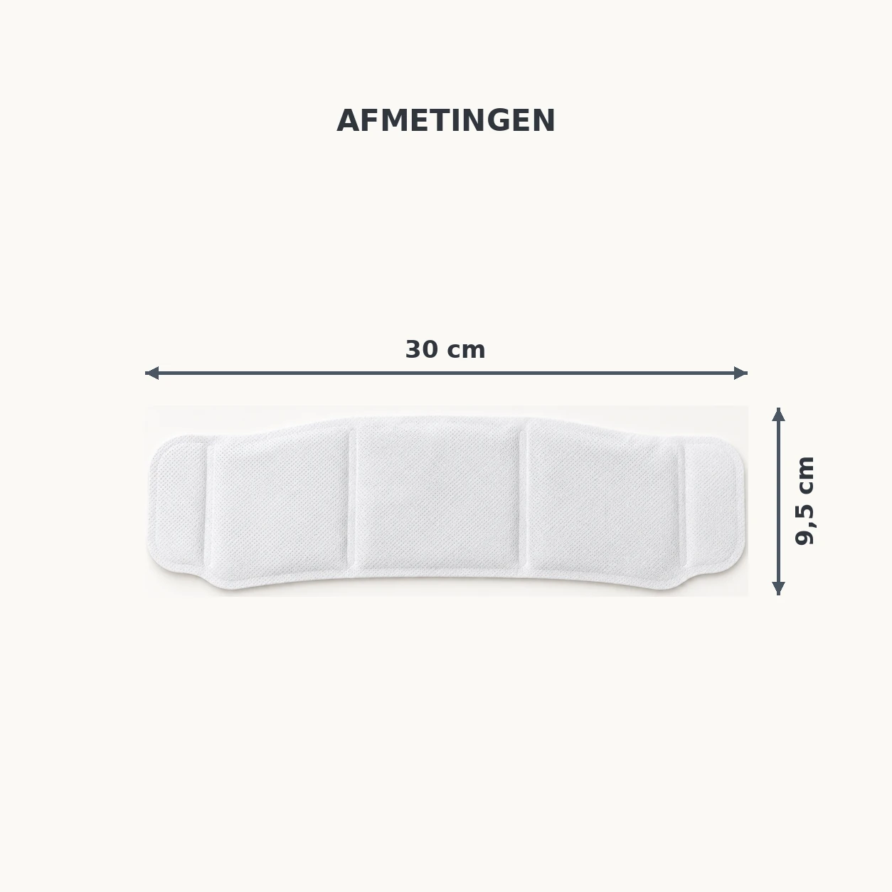 Afmetingen van de WUNDmed nek-warmtepleister: 30 × 9,5 cm
